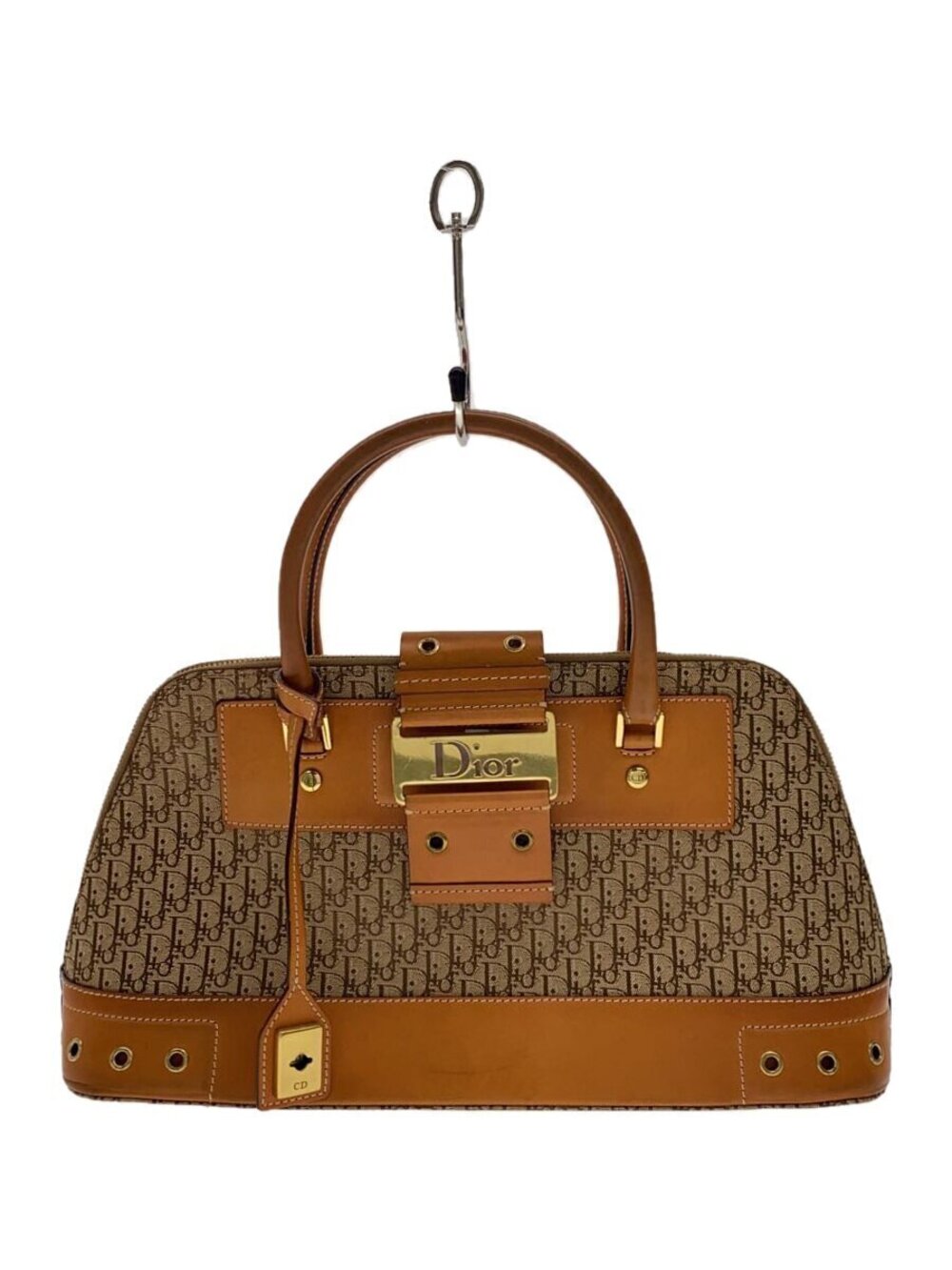 Christian Dior Pocket Handbag Trotter Canvas Camel Brown All over